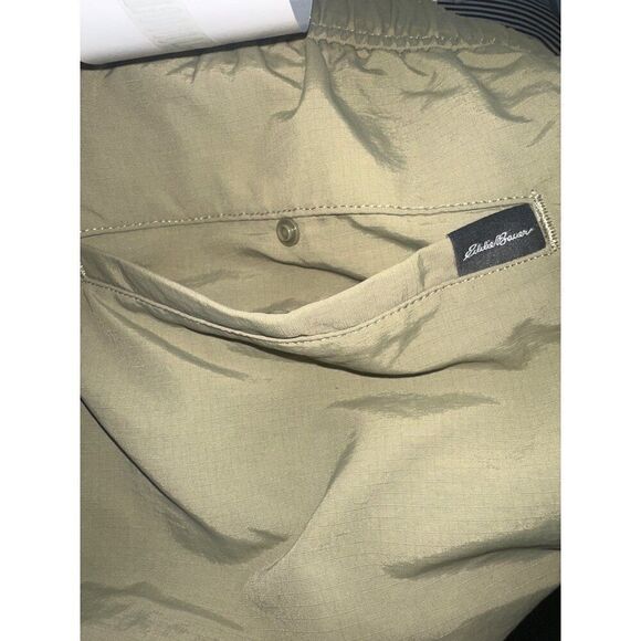 Eddie Bauer Ripstop Tech Shorts Mens Green Cargo Belted Hiking Outdoor Size XL - Picture 10 of 15